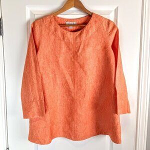 Leigh DeLeonardo Orange Linen Tunic Top